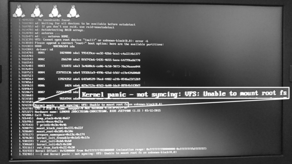 Linux起動。。ただし失敗