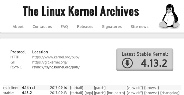 kernel.orgのウェブサイト